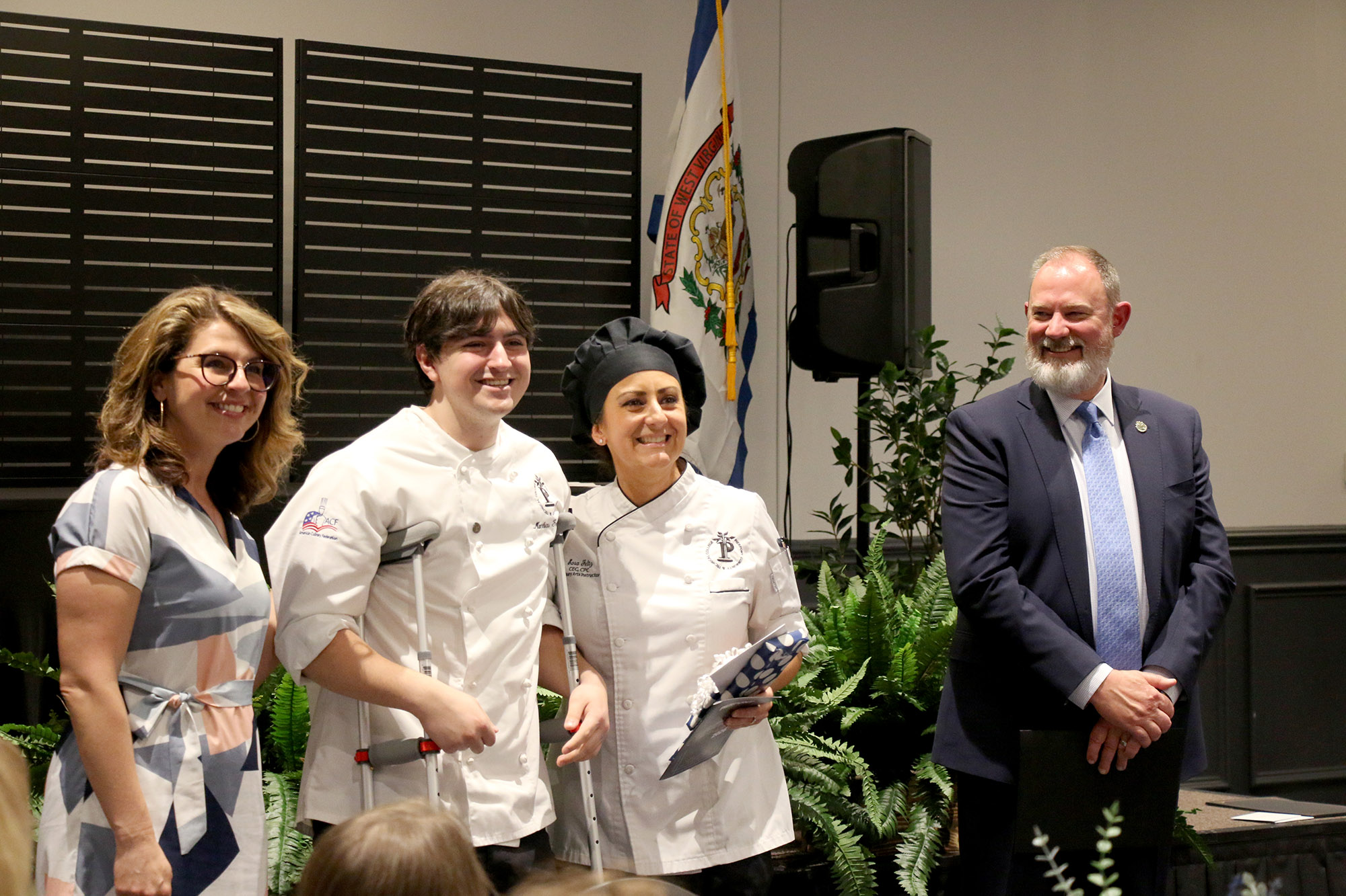 Matthias Freeman receives the Outstanding Student in Food Service Management – Culinary Arts award during Pierpont Community & Technical College’s annual Student Awards Ceremony.