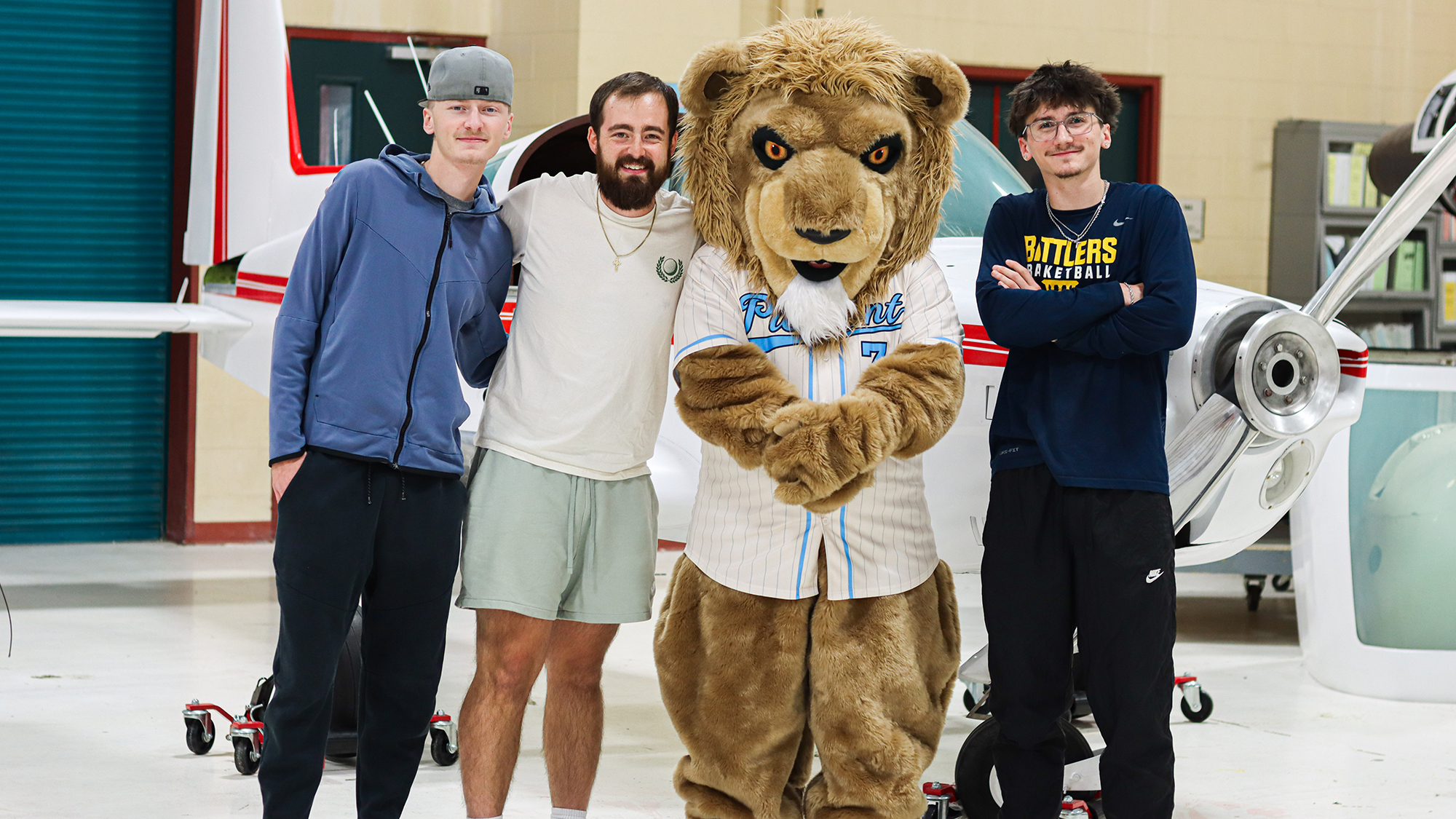 Students with Monty the Lion